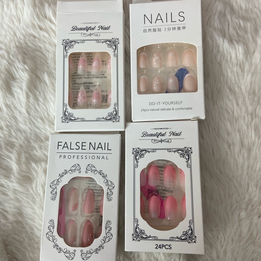 pink press on nail bundles